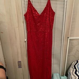 Stunning Red Sequin Dress with a slit